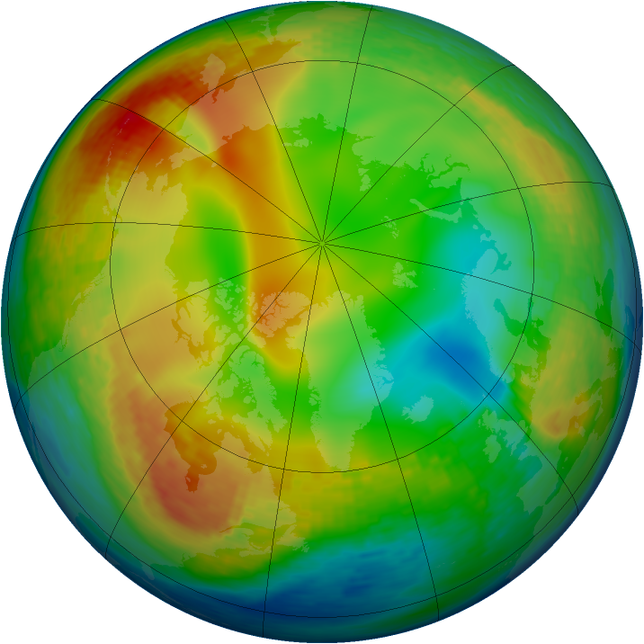 Arctic ozone map for 26 December 1993